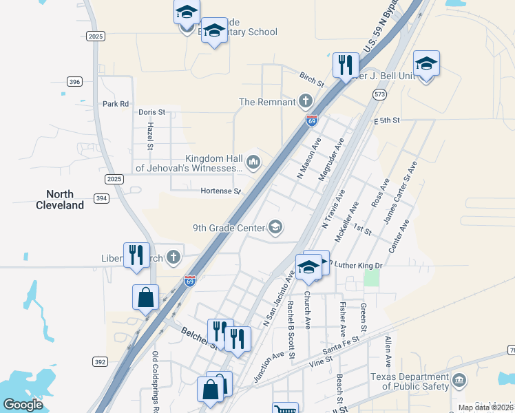 map of restaurants, bars, coffee shops, grocery stores, and more near 1625 North Blair Avenue in Cleveland