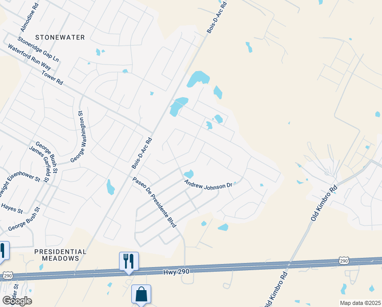 map of restaurants, bars, coffee shops, grocery stores, and more near 19909 Hubert R Humphrey Road in Manor