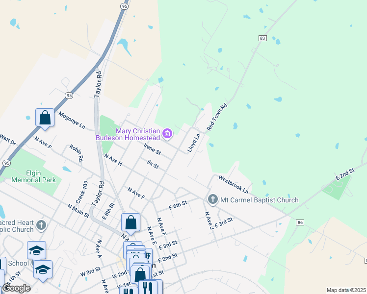 map of restaurants, bars, coffee shops, grocery stores, and more near 805A Lloyd Lane in Elgin