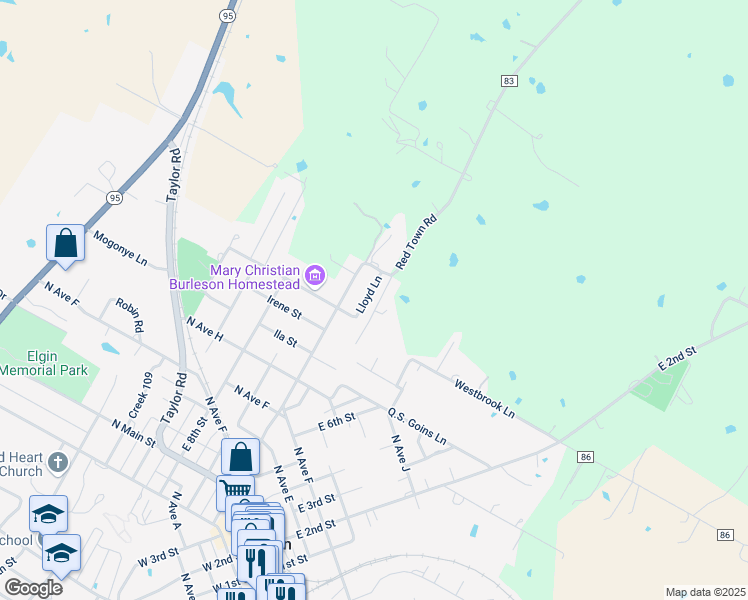 map of restaurants, bars, coffee shops, grocery stores, and more near 805A Lloyd Lane in Elgin