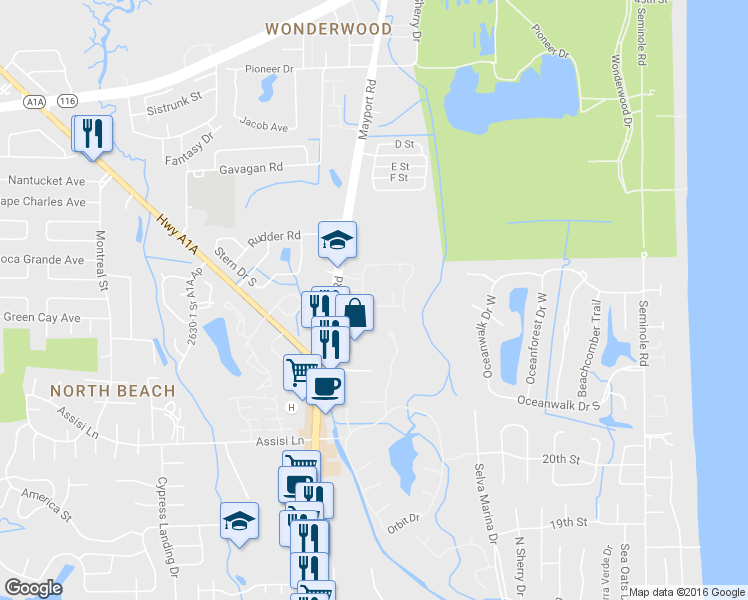 map of restaurants, bars, coffee shops, grocery stores, and more near 654 Americas Cup Circle South in Jacksonville
