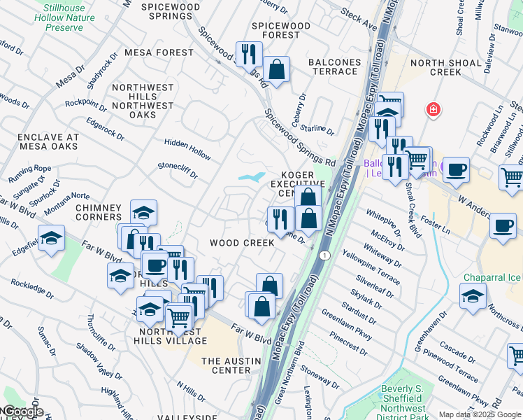 map of restaurants, bars, coffee shops, grocery stores, and more near in Austin