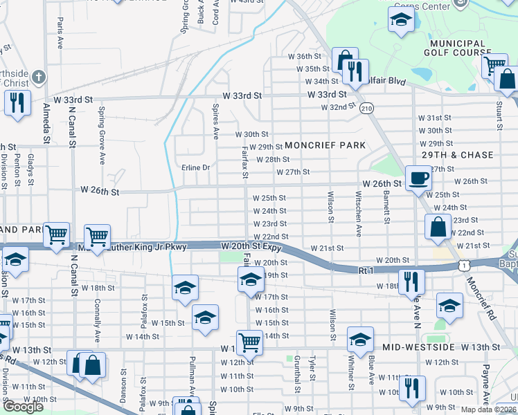 map of restaurants, bars, coffee shops, grocery stores, and more near 1728 West 24th Street in Jacksonville