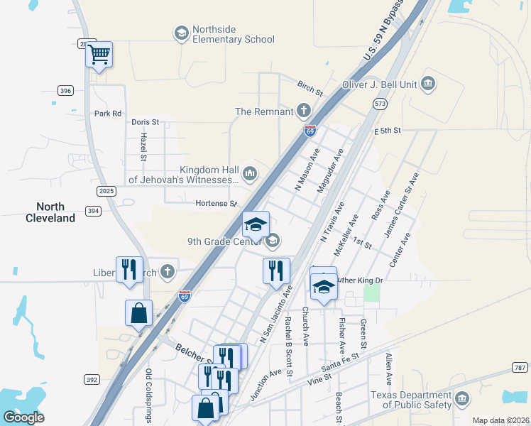 map of restaurants, bars, coffee shops, grocery stores, and more near 1625 North Blair Avenue in Cleveland