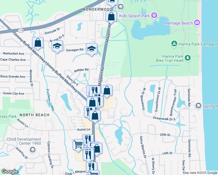 map of restaurants, bars, coffee shops, grocery stores, and more near 654 Americas Cup Circle South in Jacksonville