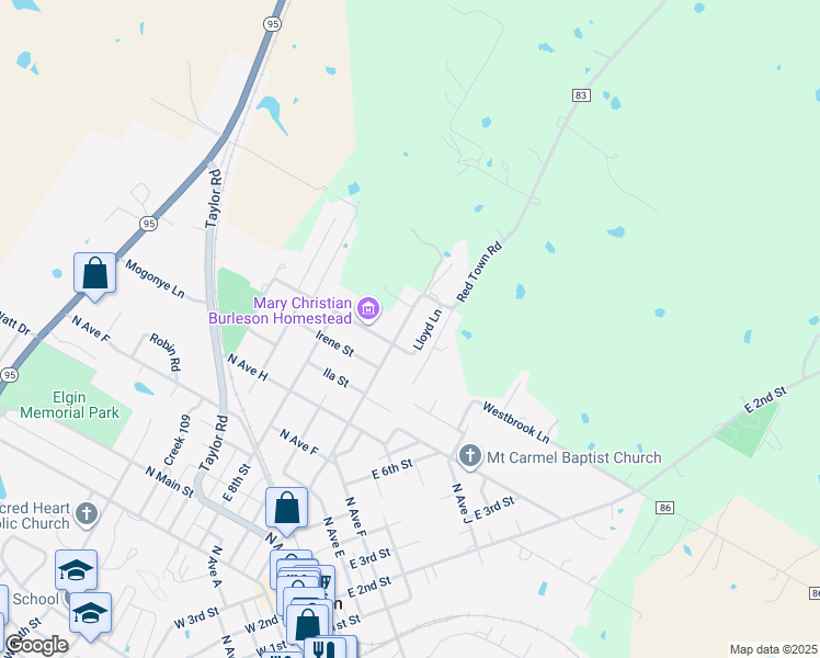 map of restaurants, bars, coffee shops, grocery stores, and more near 805A Lloyd Lane in Elgin