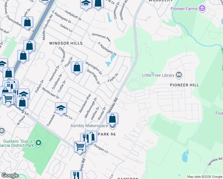 map of restaurants, bars, coffee shops, grocery stores, and more near 1413 Werner Hill Drive in Austin