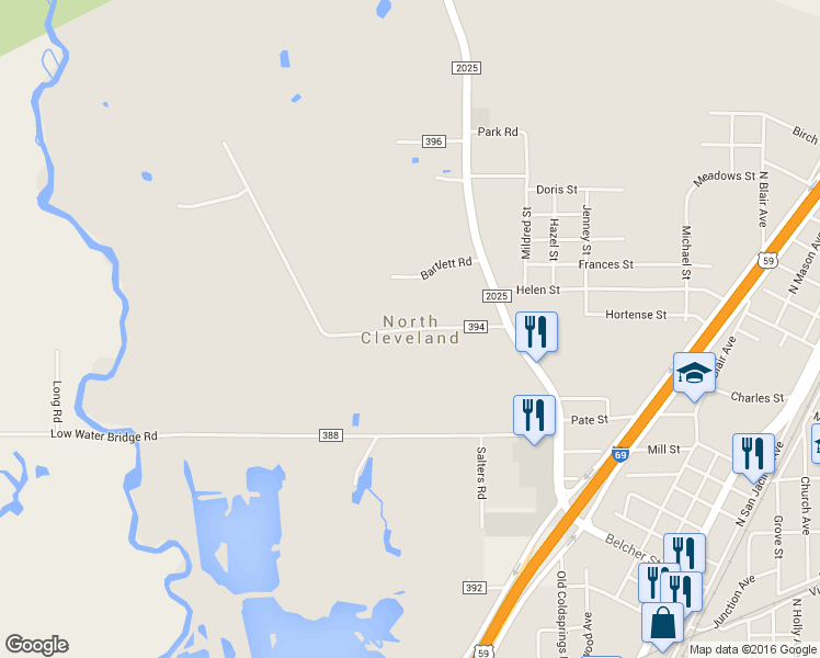 map of restaurants, bars, coffee shops, grocery stores, and more near in North Cleveland