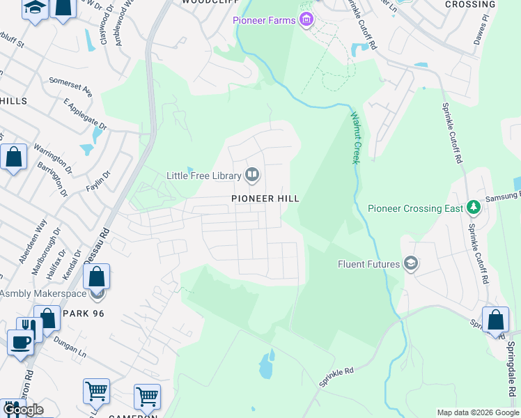 map of restaurants, bars, coffee shops, grocery stores, and more near 2205 Arborside Drive in Austin