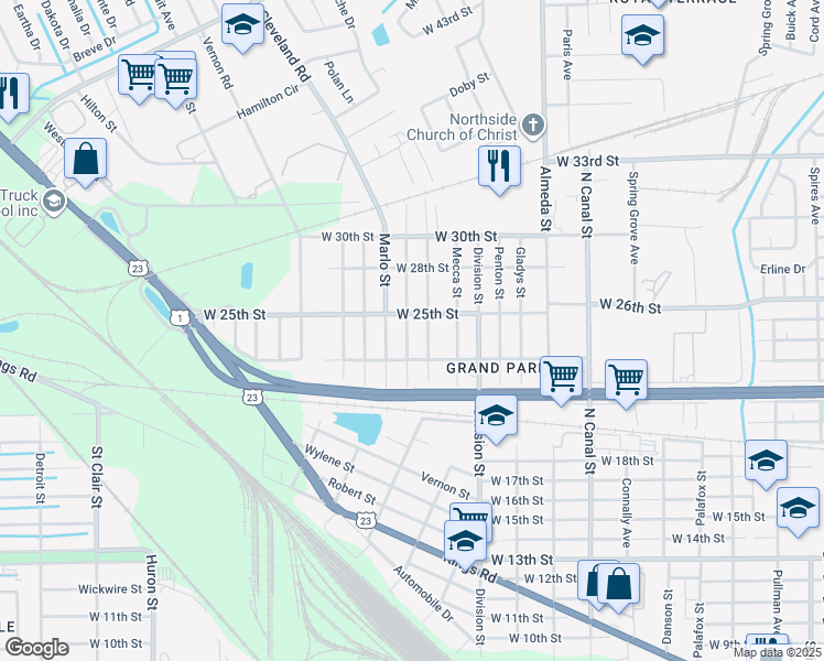 map of restaurants, bars, coffee shops, grocery stores, and more near 3322 Henrietta Street in Jacksonville