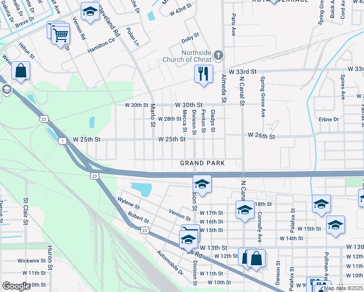 map of restaurants, bars, coffee shops, grocery stores, and more near 3410 Mecca Street in Jacksonville