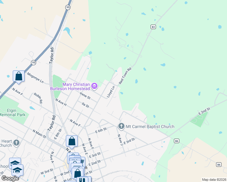 map of restaurants, bars, coffee shops, grocery stores, and more near 813 Lloyd Lane in Elgin
