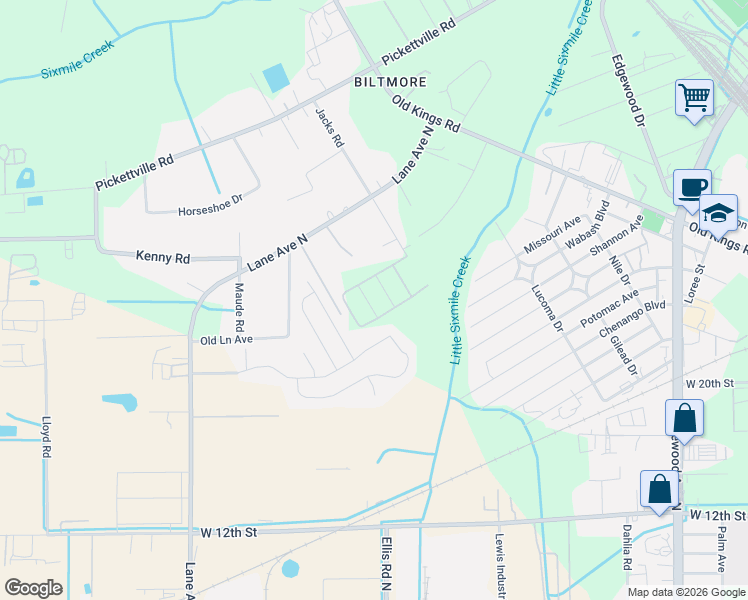 map of restaurants, bars, coffee shops, grocery stores, and more near 5707 Round Table Road in Jacksonville