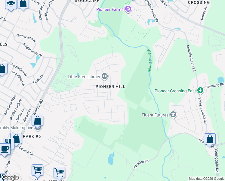 map of restaurants, bars, coffee shops, grocery stores, and more near 2205 Arborside Drive in Austin