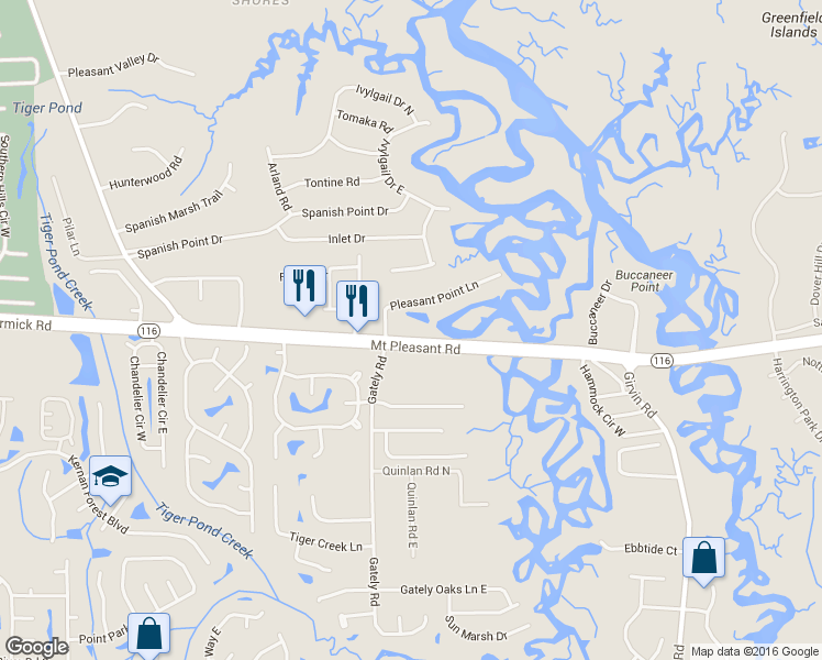 map of restaurants, bars, coffee shops, grocery stores, and more near 14159 Mount Pleasant Road in Jacksonville