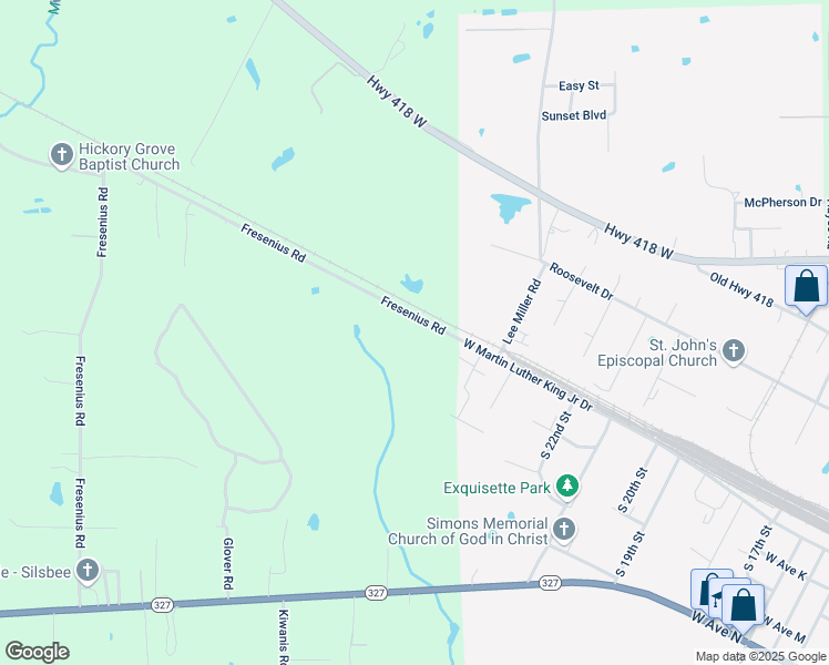 map of restaurants, bars, coffee shops, grocery stores, and more near 2811 Fresenius Road in Silsbee