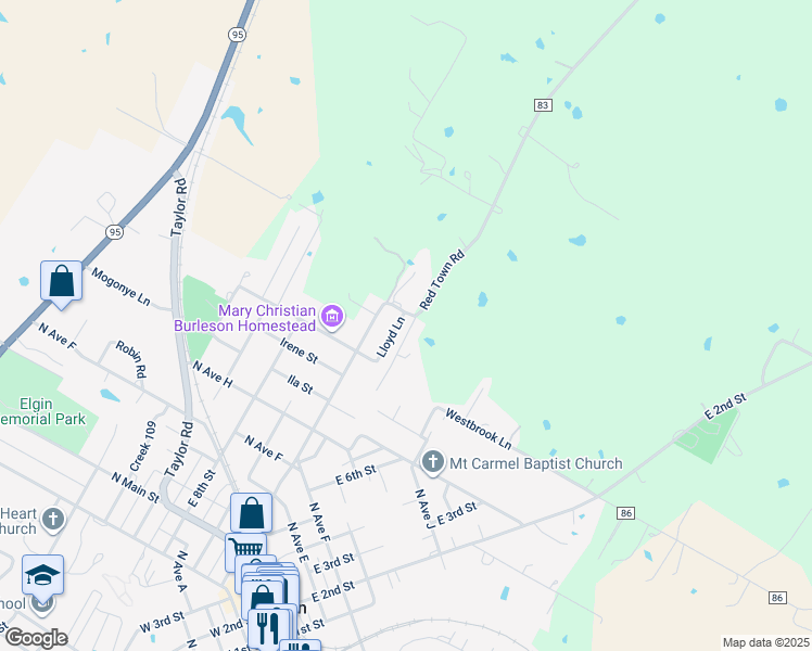 map of restaurants, bars, coffee shops, grocery stores, and more near 830 Lexington Road in Elgin