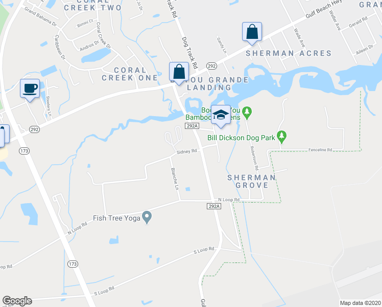 map of restaurants, bars, coffee shops, grocery stores, and more near 9407 Sidney Road in Pensacola