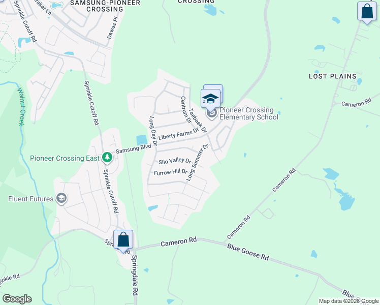 map of restaurants, bars, coffee shops, grocery stores, and more near 11121 Harvest Time Drive in Austin