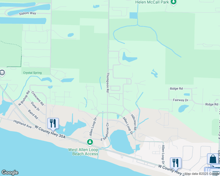map of restaurants, bars, coffee shops, grocery stores, and more near 239 Golf Club Drive in Santa Rosa Beach