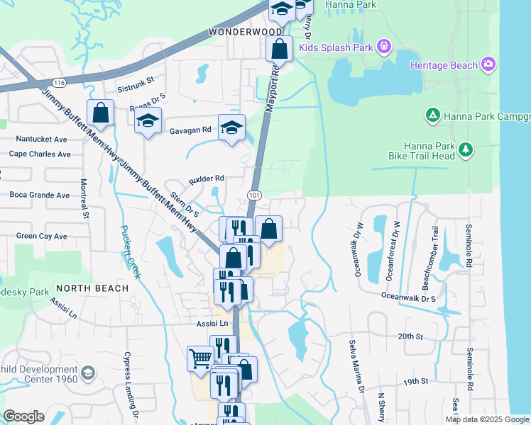 map of restaurants, bars, coffee shops, grocery stores, and more near in Jacksonville