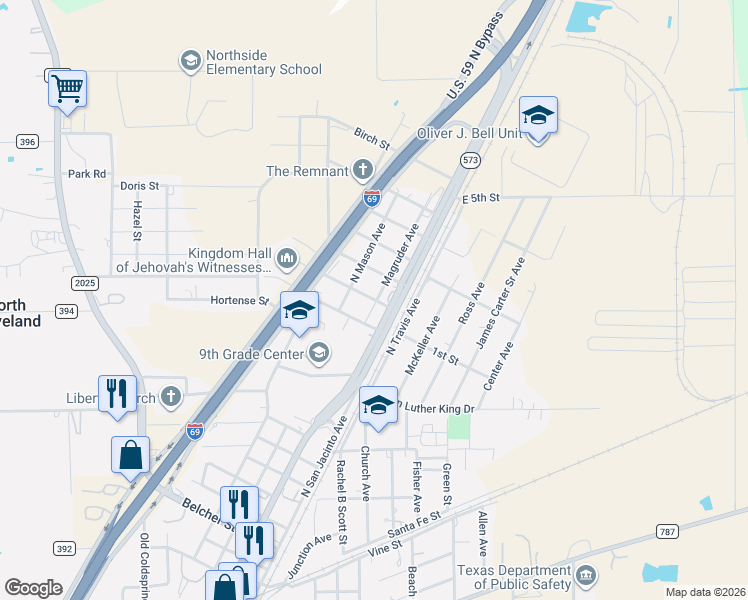 map of restaurants, bars, coffee shops, grocery stores, and more near 204 Orange Street in Cleveland