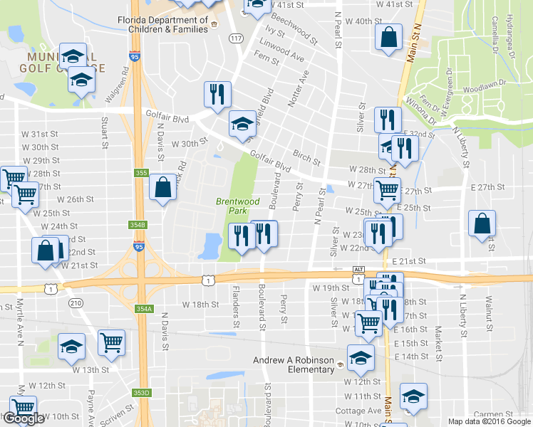 map of restaurants, bars, coffee shops, grocery stores, and more near 533 West 25th Street in Jacksonville