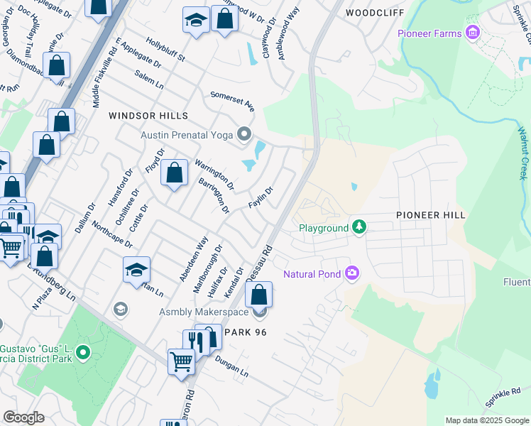 map of restaurants, bars, coffee shops, grocery stores, and more near 10112 Willfield Drive in Austin