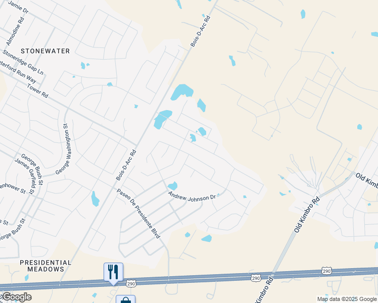 map of restaurants, bars, coffee shops, grocery stores, and more near 19416 Andrew Jackson Street in Manor