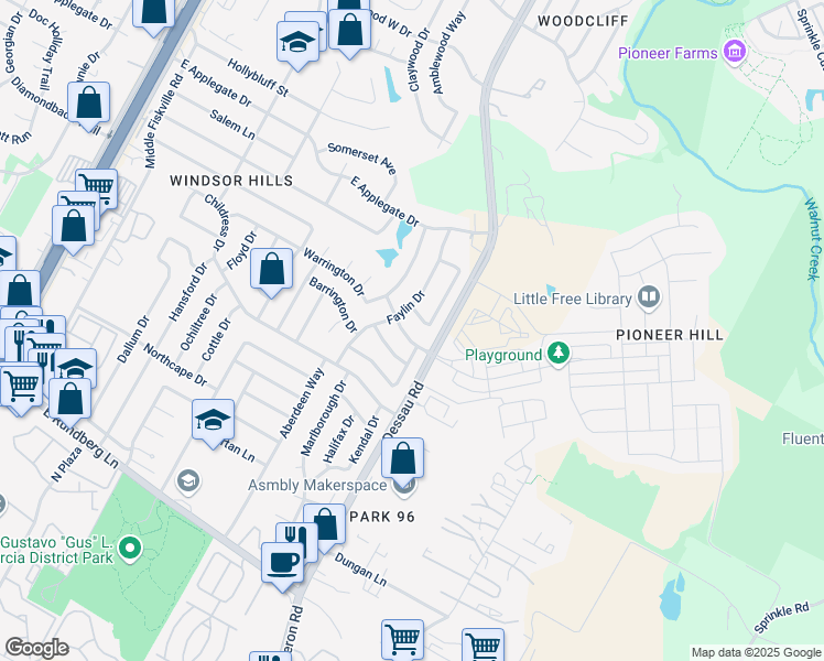 map of restaurants, bars, coffee shops, grocery stores, and more near 10112 Willfield Drive in Austin