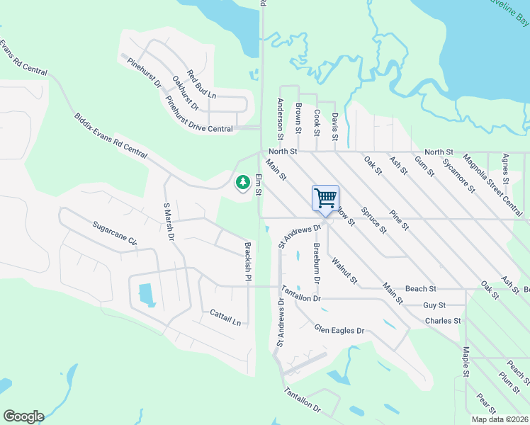 map of restaurants, bars, coffee shops, grocery stores, and more near 6604 Center Street in Ocean Springs