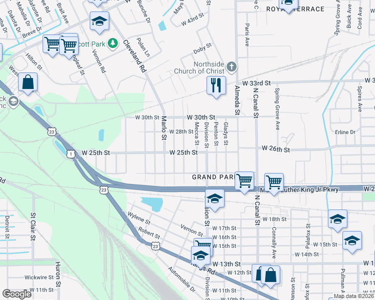 map of restaurants, bars, coffee shops, grocery stores, and more near 3523 Henrietta Street in Jacksonville