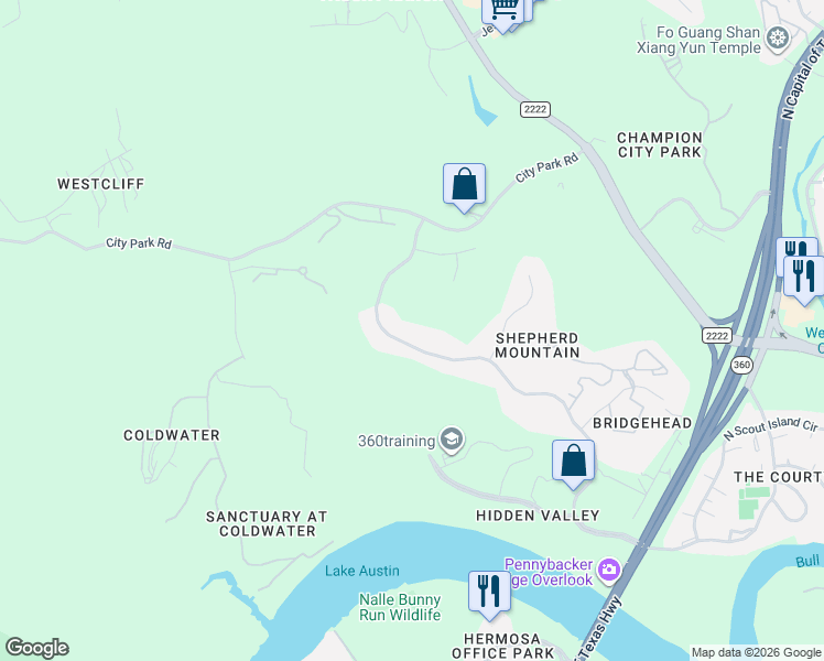 map of restaurants, bars, coffee shops, grocery stores, and more near 6808 West Courtyard Drive in Austin