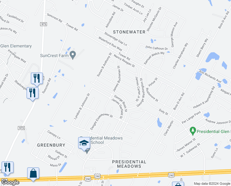 map of restaurants, bars, coffee shops, grocery stores, and more near 13904 Vigilance Street in Manor