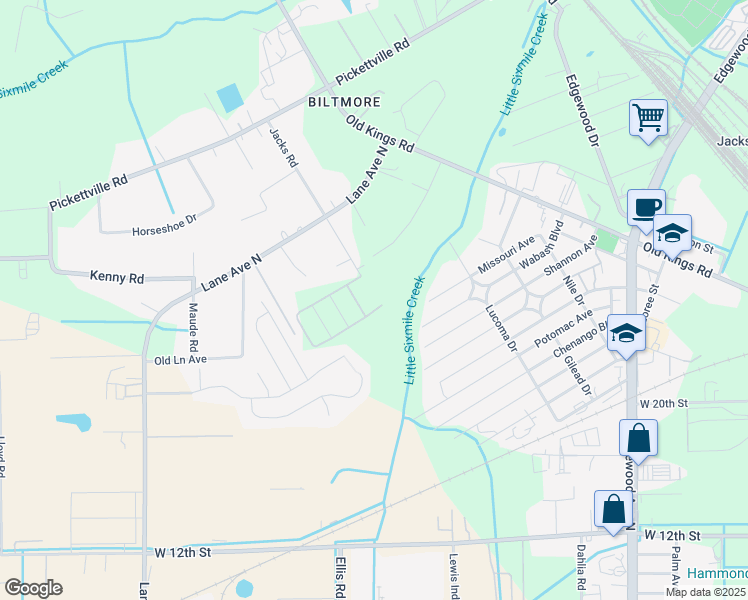 map of restaurants, bars, coffee shops, grocery stores, and more near 5701 Pickett Lane in Jacksonville