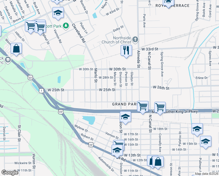 map of restaurants, bars, coffee shops, grocery stores, and more near 3523 Henrietta Street in Jacksonville