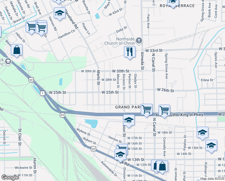 map of restaurants, bars, coffee shops, grocery stores, and more near 3523 Henrietta Street in Jacksonville
