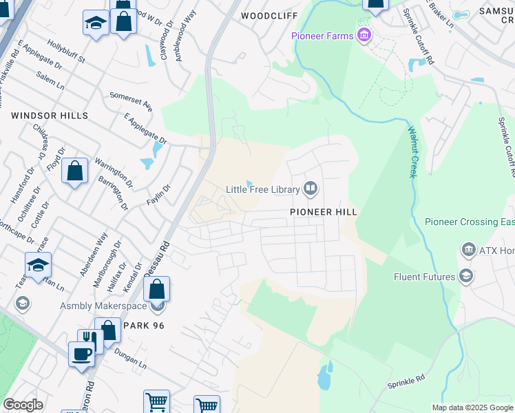 map of restaurants, bars, coffee shops, grocery stores, and more near 2109 Ettalee Court in Austin