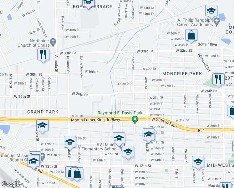 map of restaurants, bars, coffee shops, grocery stores, and more near 1977 West 26th Street in Jacksonville