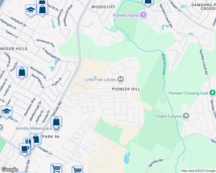 map of restaurants, bars, coffee shops, grocery stores, and more near 2109 Ettalee Court in Austin
