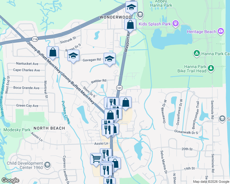 map of restaurants, bars, coffee shops, grocery stores, and more near in Jacksonville