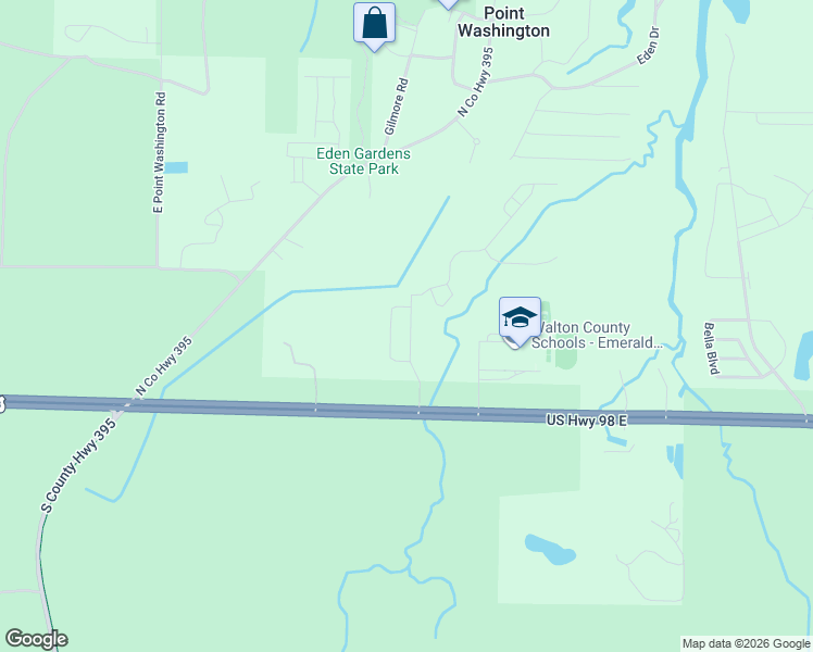 map of restaurants, bars, coffee shops, grocery stores, and more near 133 Emma Grace Lane in Santa Rosa Beach