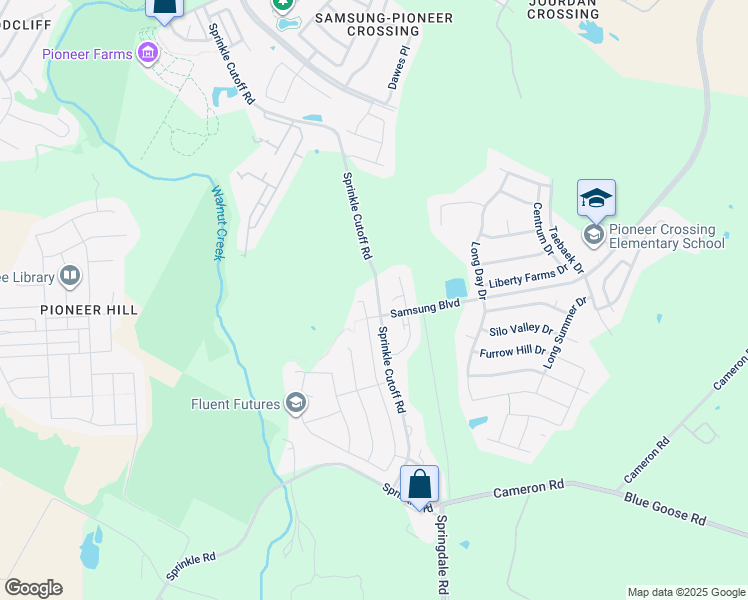 map of restaurants, bars, coffee shops, grocery stores, and more near 11013 Defender Trail in Austin
