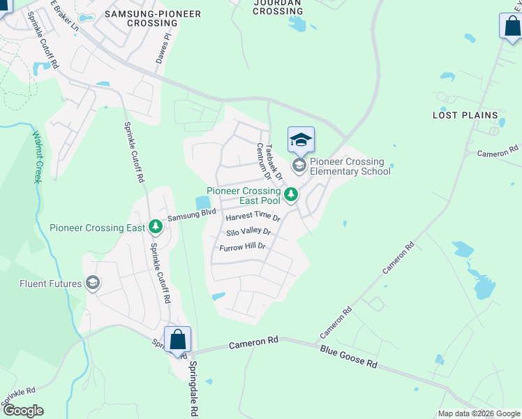 map of restaurants, bars, coffee shops, grocery stores, and more near 11104 Harvest Time Drive in Austin
