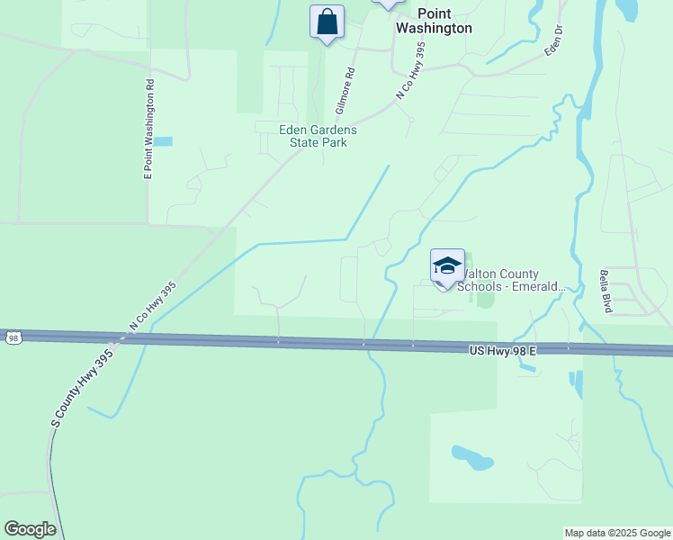 map of restaurants, bars, coffee shops, grocery stores, and more near 133 Emma Grace Lane in Santa Rosa Beach