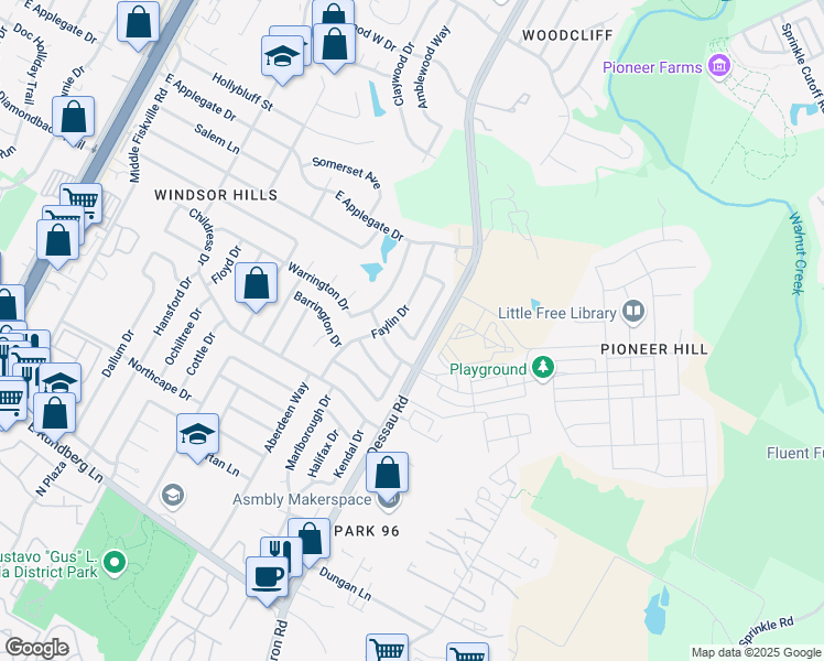 map of restaurants, bars, coffee shops, grocery stores, and more near 10112 Willfield Drive in Austin