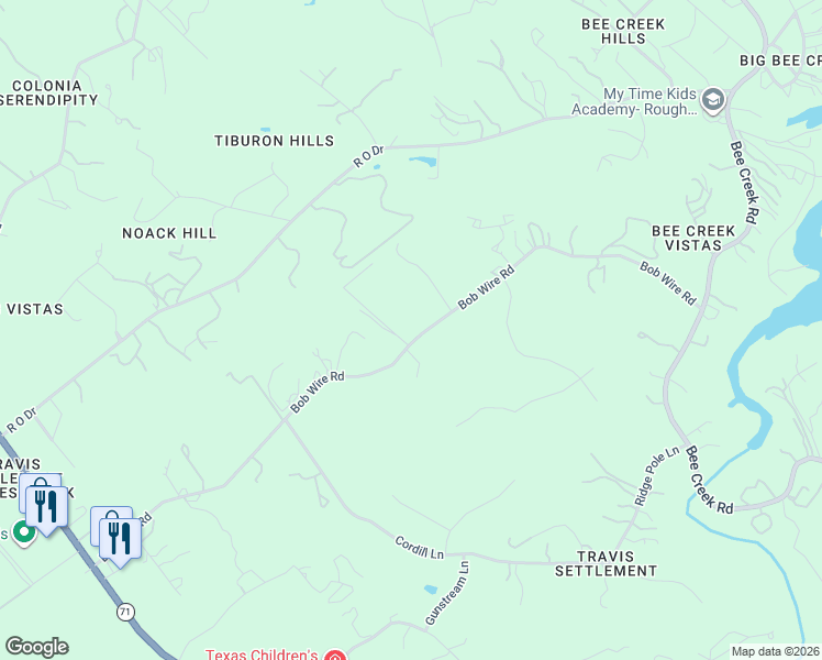 map of restaurants, bars, coffee shops, grocery stores, and more near 4204 Bob Wire Road in Spicewood
