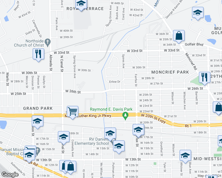 map of restaurants, bars, coffee shops, grocery stores, and more near 1977 West 26th Street in Jacksonville