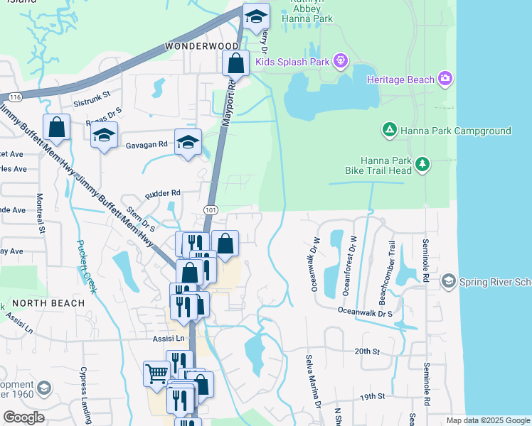 map of restaurants, bars, coffee shops, grocery stores, and more near 2613 Americas Cup Circle South in Atlantic Beach