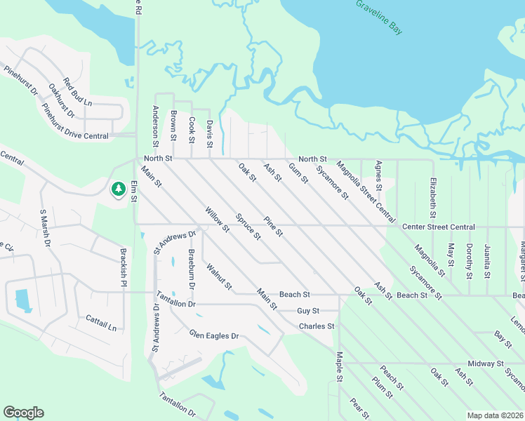 map of restaurants, bars, coffee shops, grocery stores, and more near 1309 Oak Street in Ocean Springs